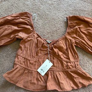 A New Day Brown Cropped Blouse